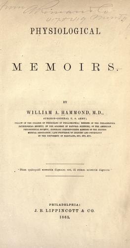 Physiological memoirs.