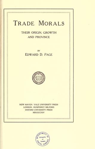 Trade morals, their origin, growth and province