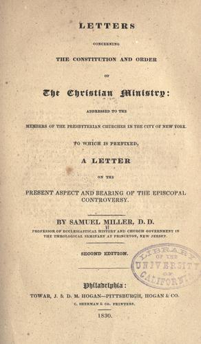 Letters concerning the constitution and order of the Christian ministry
