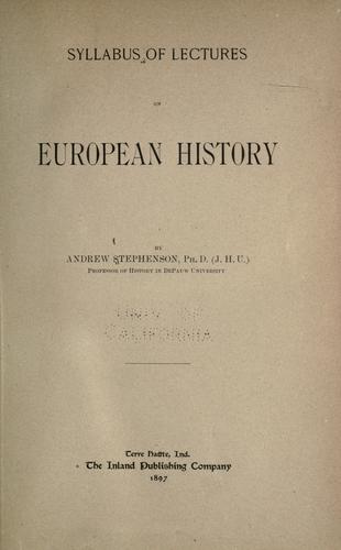 Syllabus of lectures on European history