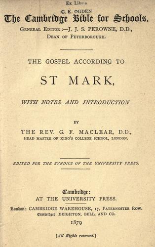 The gospel according to St. Mark