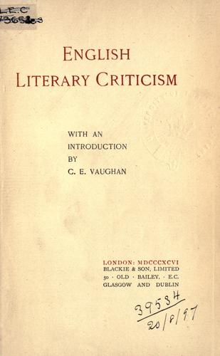 English literary criticism.