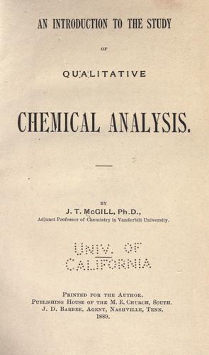 An introduction to the study of qualitative chemical analysis.