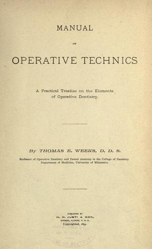 Manual of operative technics.