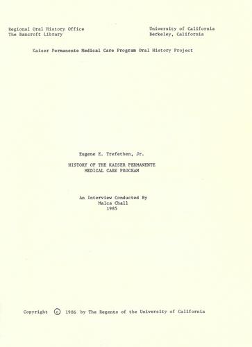 History of the Kaiser Permanente Medical Care Program