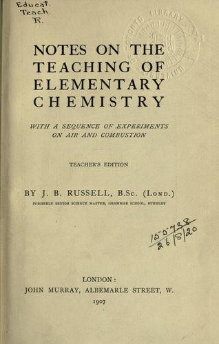 Notes on the teaching of elementary chemistry