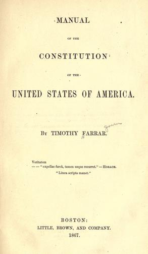 Manual of the Constitution of the United States of America