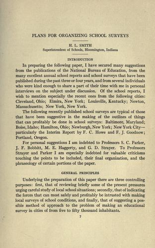 Plans for organizing school surveys