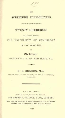 On Scripture difficulties