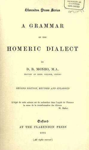 A grammar of the Homeric dialect