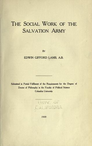 The social work of the Salvation army ...