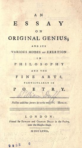 An essay on original genius