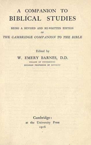 A companion to Biblical studies
