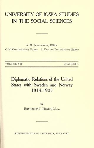Diplomatic relations of the United States with Sweden and Norway, 1814-1905