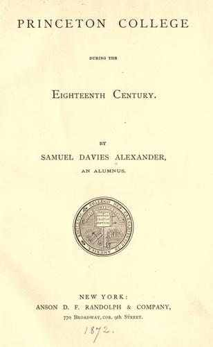 Princeton College during the eighteenth century