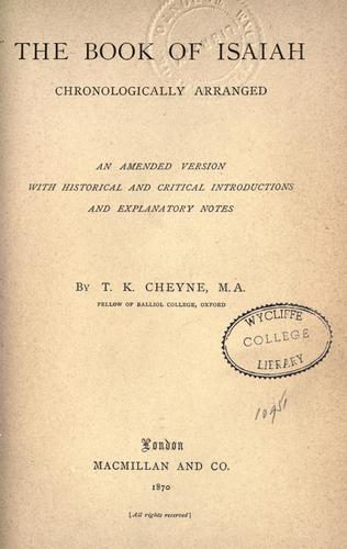 The Book of Isaiah, chronologically arranged