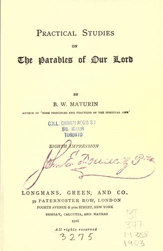 Practical studies on the parables of Our Lord