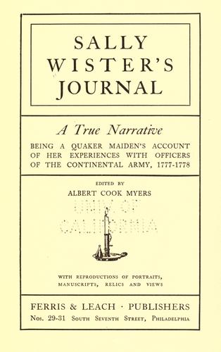 Sally Wister's journal