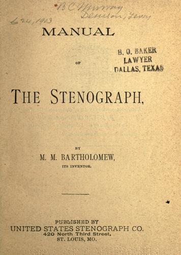 Manual of the Stenograph