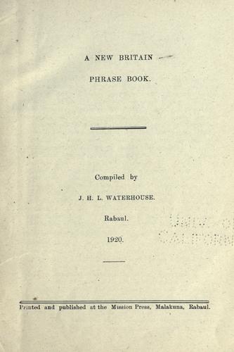 A New Britain phrase book.