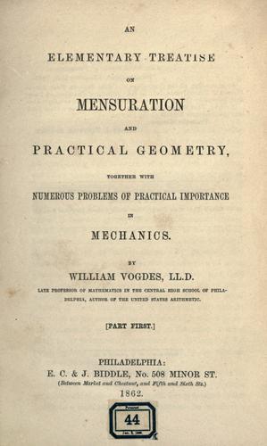 An elementary treatise on mensuration and practical geometry