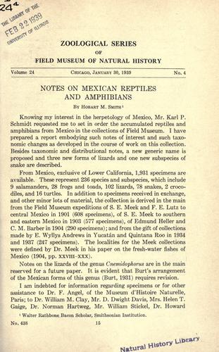 Notes on Mexican reptiles and amphibians
