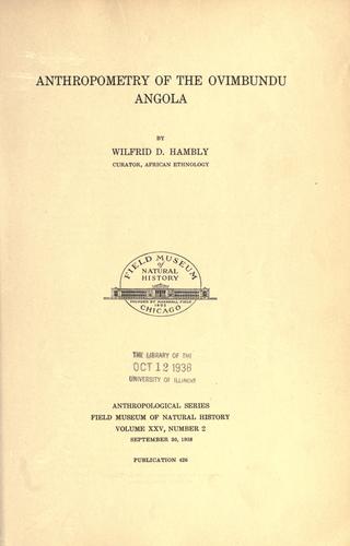 Anthropometry of the Ovimbundu, Angola