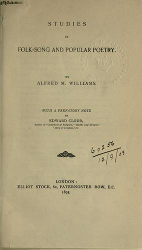 Studies in folk-song and popular poetry