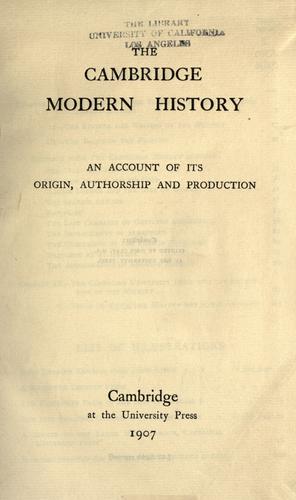 The Cambridge modern history