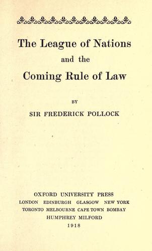 The league of nations and the coming rule of law