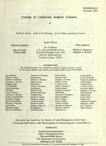 Catalog of California seabird colonies