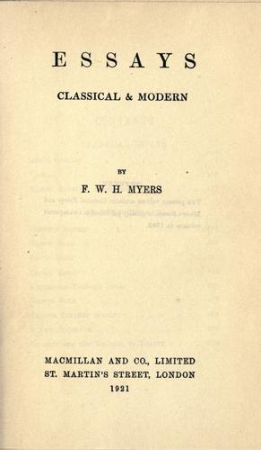 Essays classical & modern