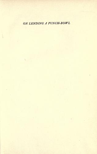 On lending a punch-bowl.