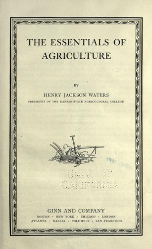 The essentials of agriculture