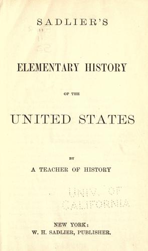 Sadlier's elementary history of the United States