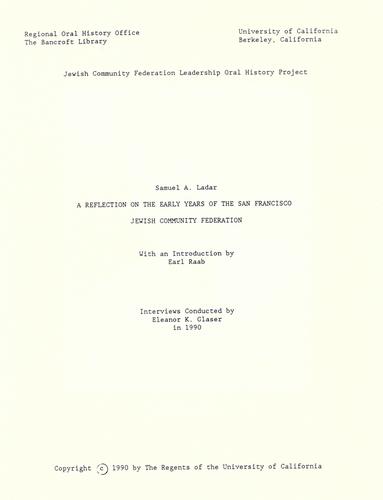 A reflection on the early years of the San Francisco Jewish Community Federation
