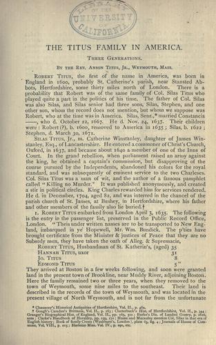 The Titus family in America