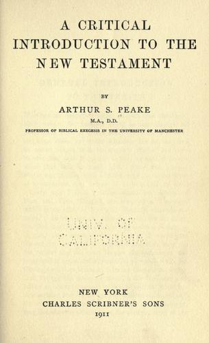 A critical introduction to the New Testament