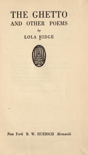 The Ghetto, and other poems