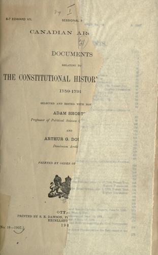 Documents relating to the constitutional history of Canada, 1759-1791