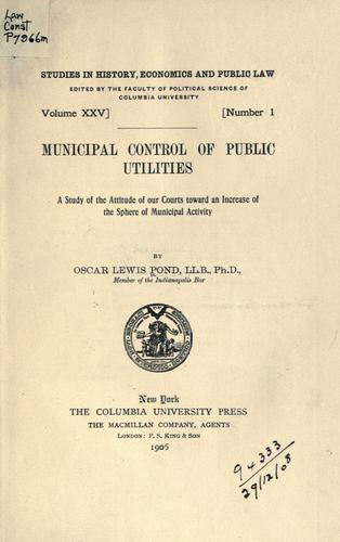 Municipal control of public utilities