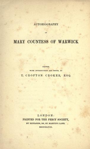 Autobiography of Mary countess of Warwick