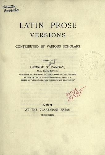 Latin prose versions, contributed by various scholars.