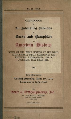 Catalogue of an interesting collection of books and pamphlets on American history