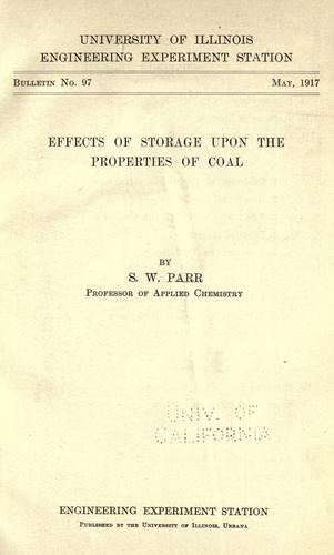 Effects of storage upon the properties of coal