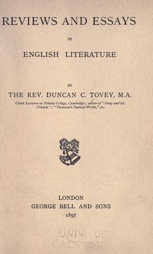 Reviews and essays in English literature