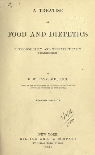 A treatise on food and dietetics