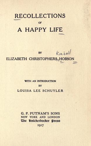 Recollections of a happy life