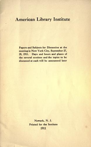 Papers and subjects for discussion at the meeting in 