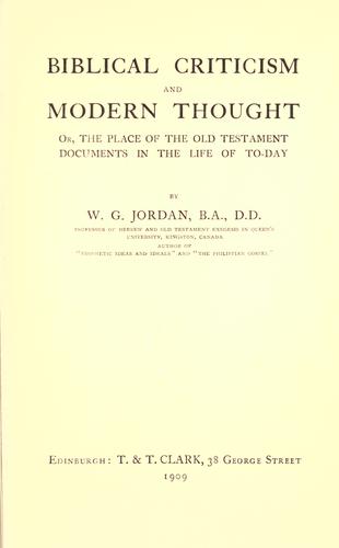 Biblical criticism and modern thought